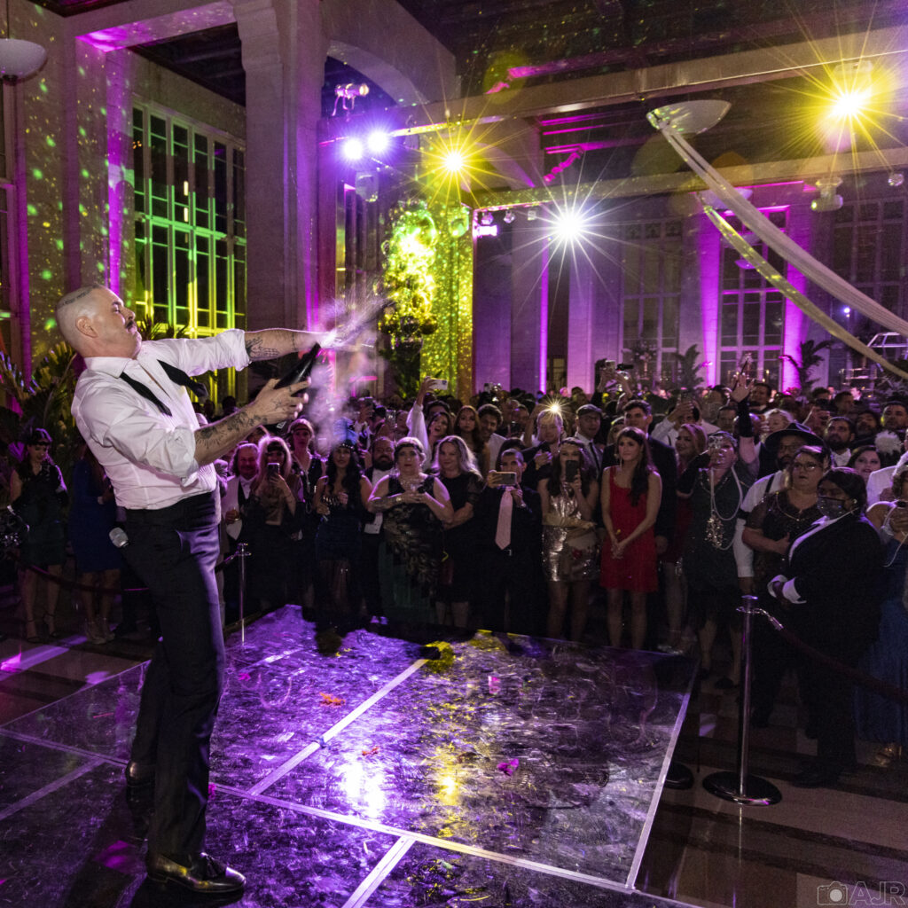 Great Gatsby Party Miami champagne spray