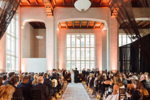 Black and maroon wedding cake at a September wedding at The Historic Alfred I. duPont Building.