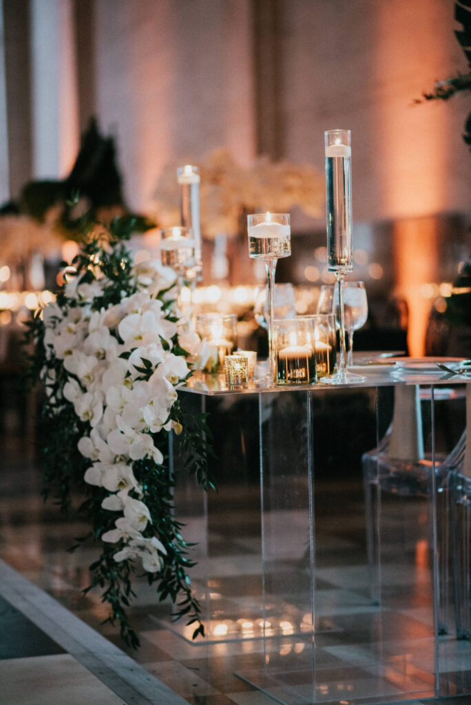 Art Deco wedding ideas with elegant tablescape and florals in Miami