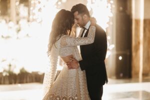 Dance floor and lighting at Indian wedding reception in Miami