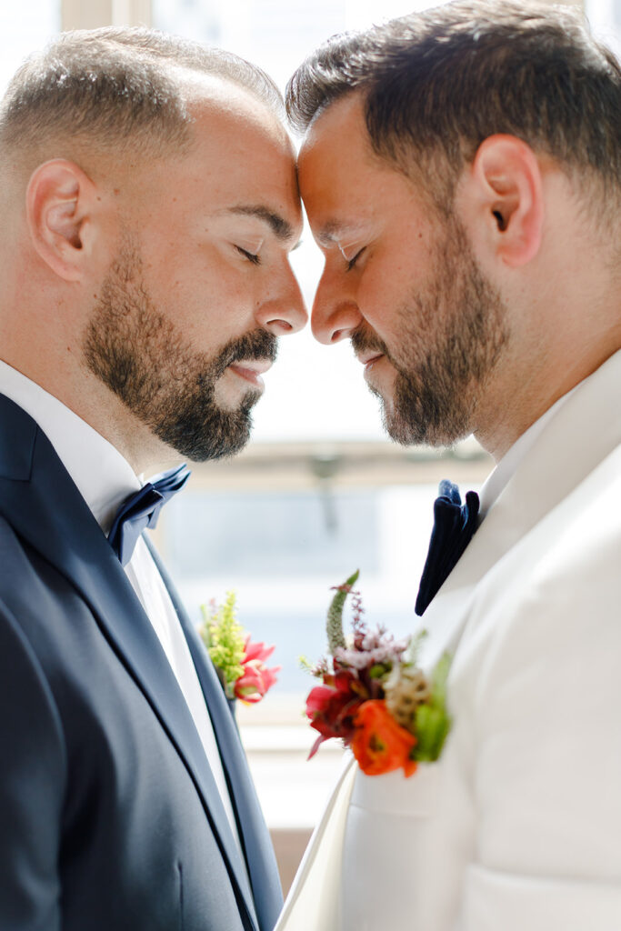 fall same-sex wedding inspiration with bold florals