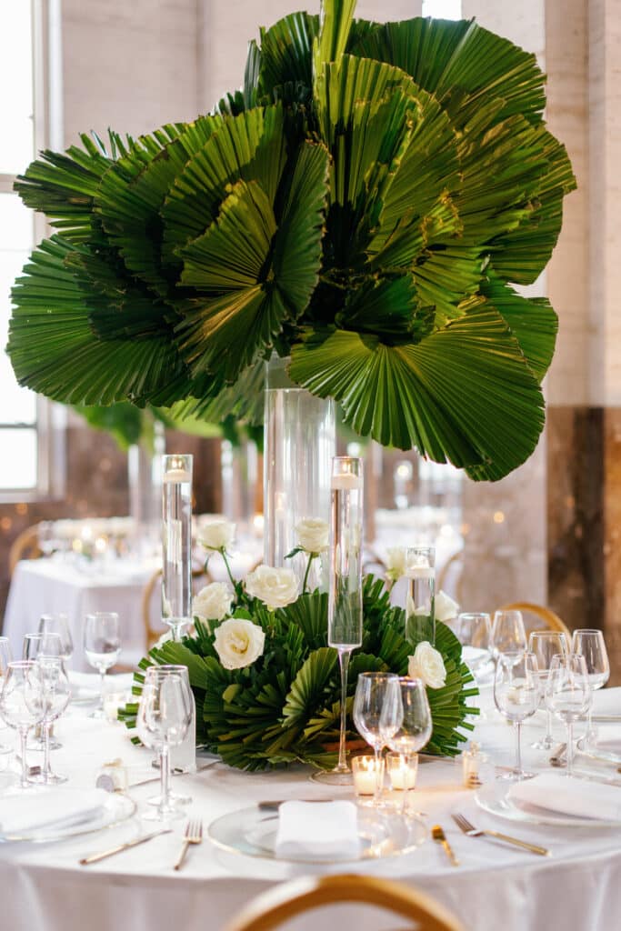 Historic Alfred I. duPont Building wedding reception centerpiece in Miami