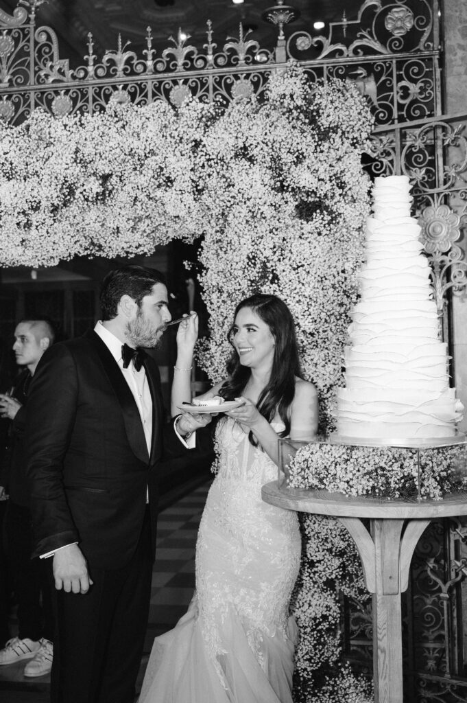 Bride and groom cake cutting at Historic Alfred I. duPont Building wedding
