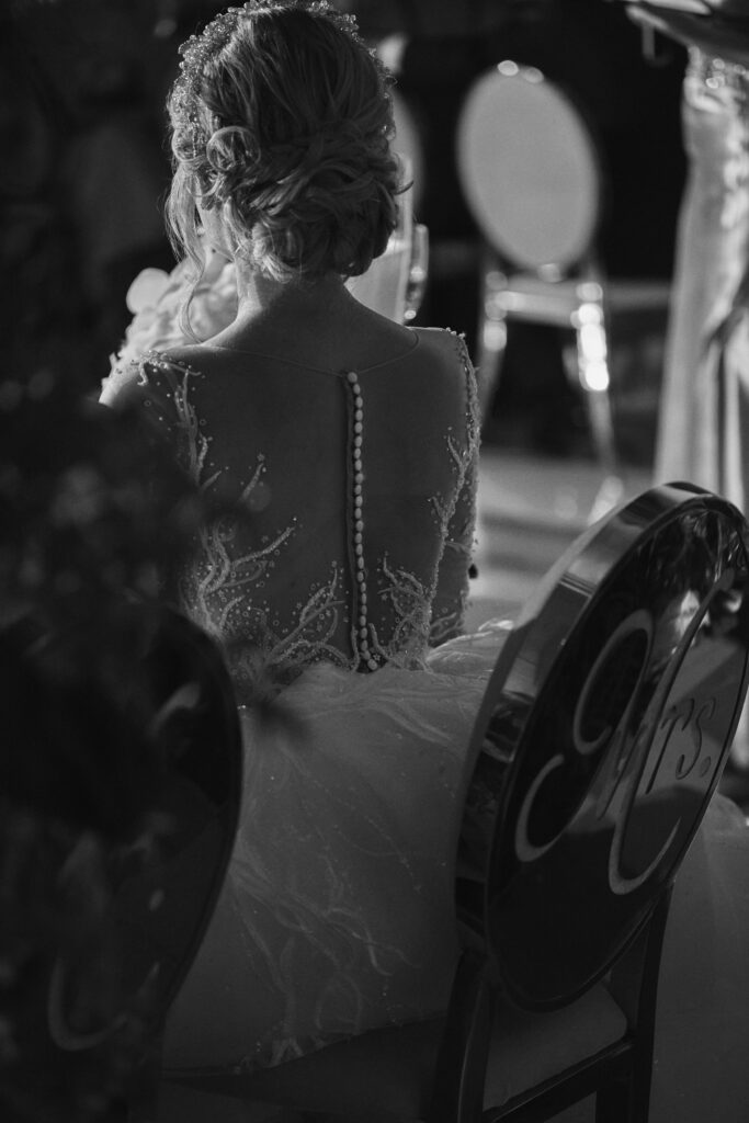 Editorial backless wedding dress photography