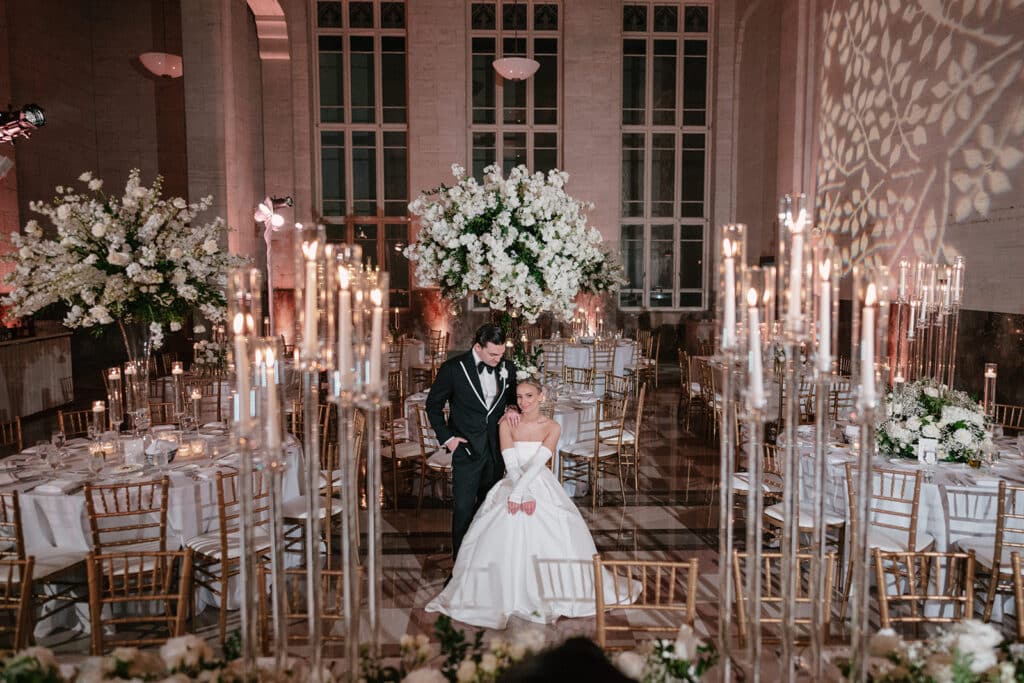 Luxury wedding reception design at a historic Miami wedding venue